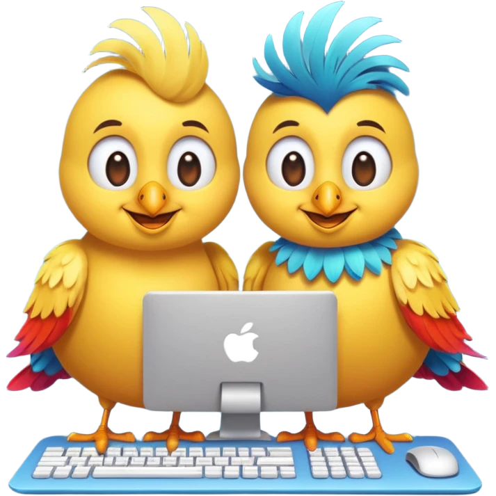 Create a Emoji in which birds are together coding emoji