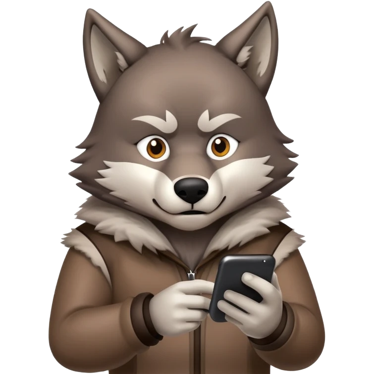 wolf checking fantasy football stats on phone emoji
