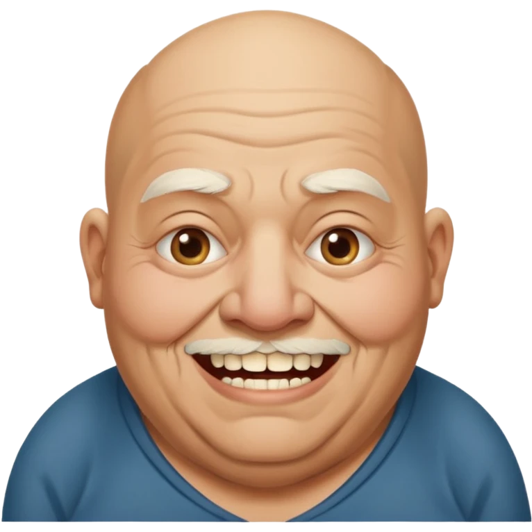 Fat homeless old bald man with missing teeth emoji