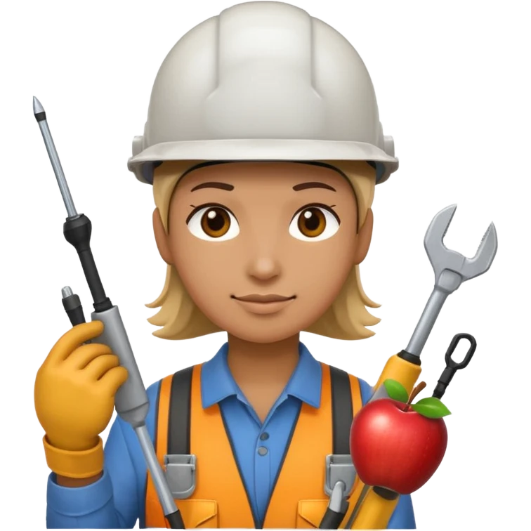 worker wearing helmet and electromechanical tools, apple emoji style, large emoji