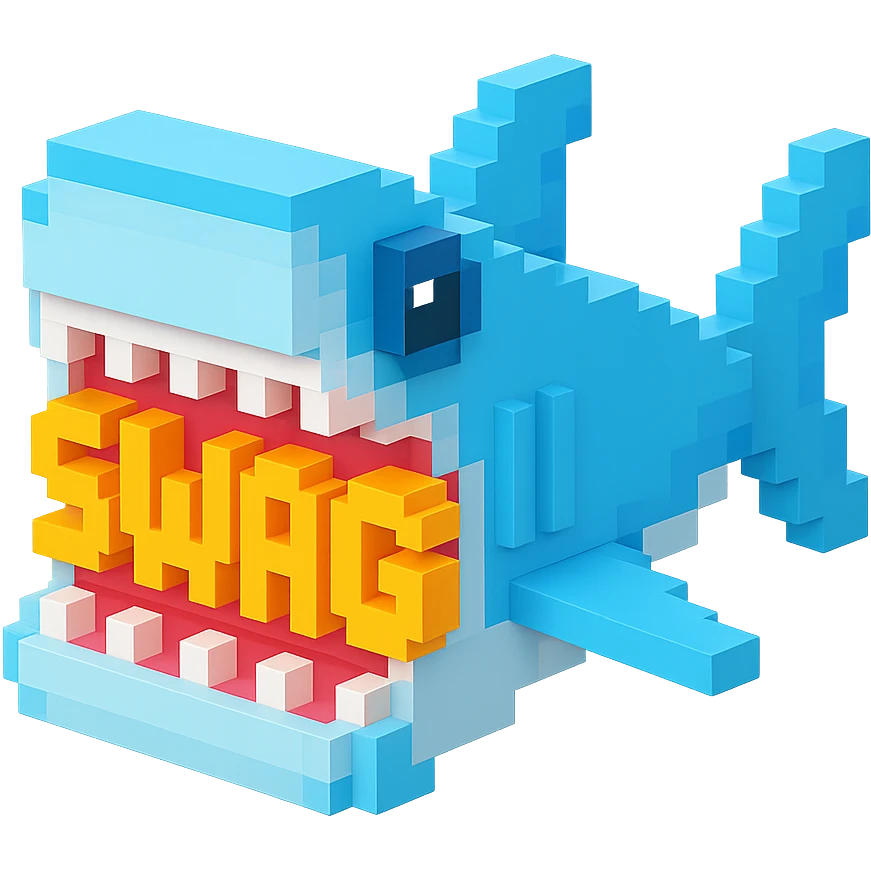 акула в пасти которой надпись SWAG, no background emoji