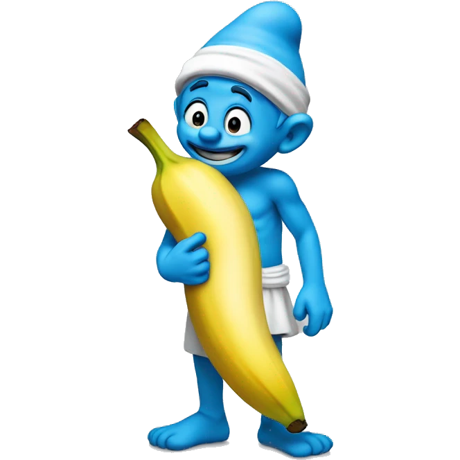 a smurf holding a banana emoji
