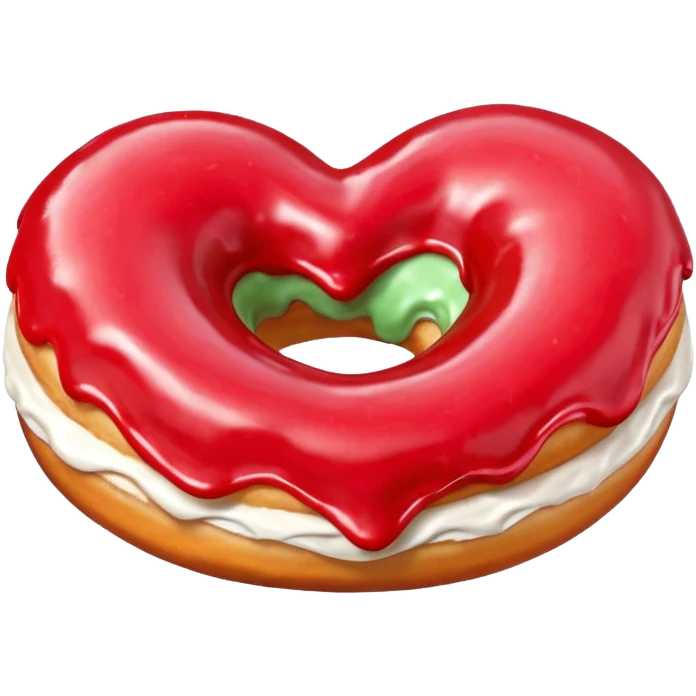 Realistic isolated heart shaped donut with red frosting. emoji