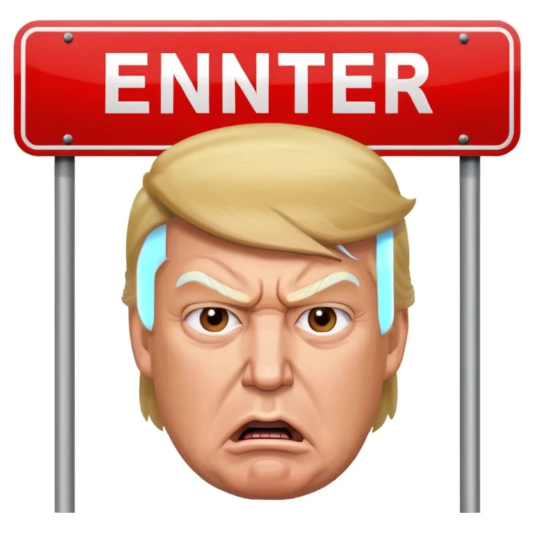 Angry Donald Trump with a do not enter sign over him emoji
