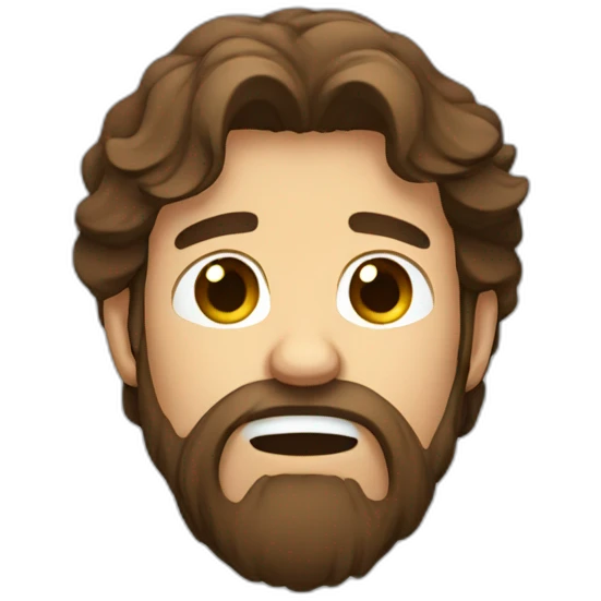 long brown haired bearded man crying emoji
