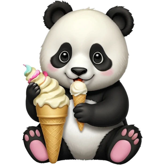 Panda eating ice créame emoji