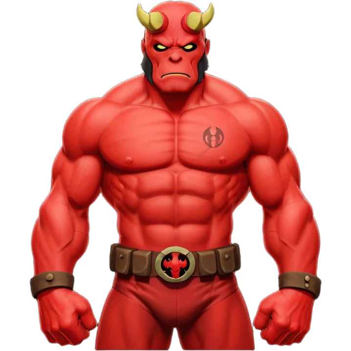 cinematic realistic superhero Hellboy by Mike Mignola emoji