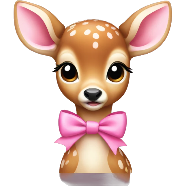 Baby deer with pink bow on neck emoji