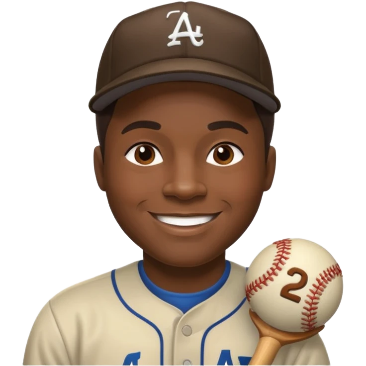 Jackie Robinson with dark brown hair emoji