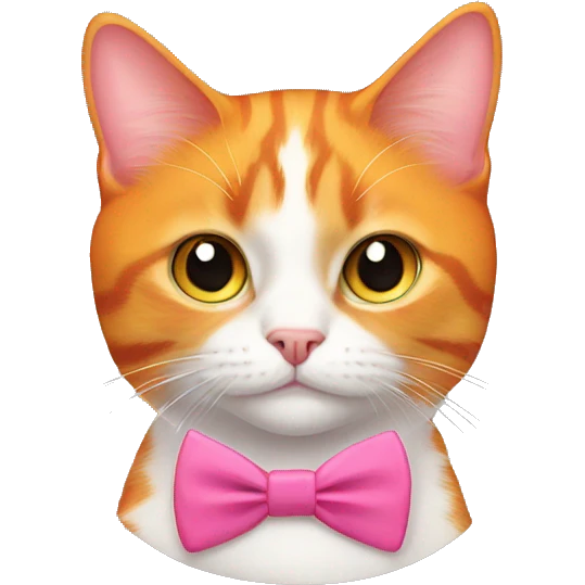 Orange cat wearing a pink bowtie emoji
