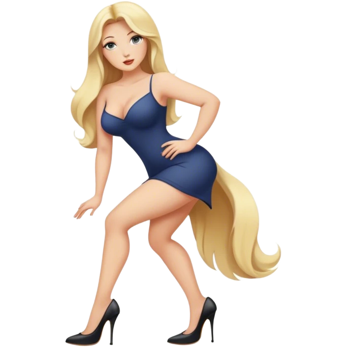 Curvy blonde long hair intimate sfw stripper high heel pose emoji