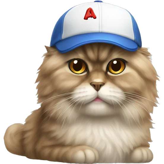 A persian cat in a baseball hat emoji