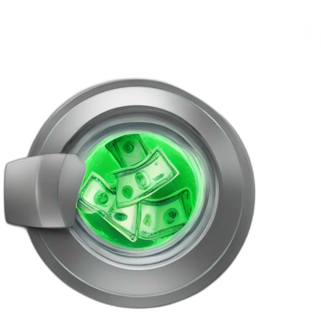 Wash machine with money in the middle part emoji