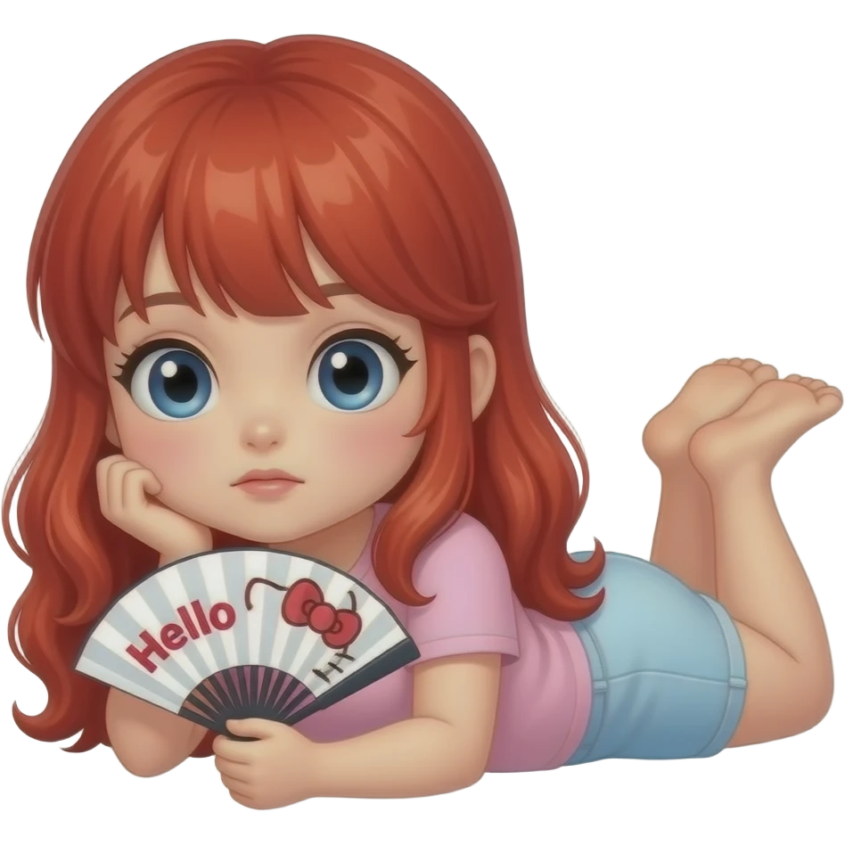 red hair girl afraid of God (lie) and hello kitty lover emoji