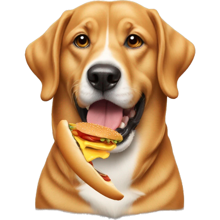 A dog eating a burger  emoji