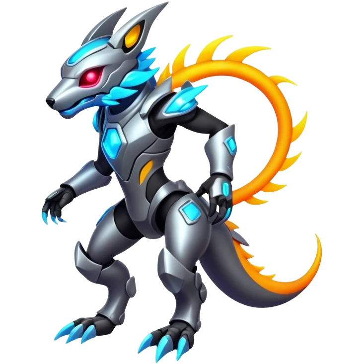 modern colorful neon-colored Fakémon-Protogen-creature (full body) emoji