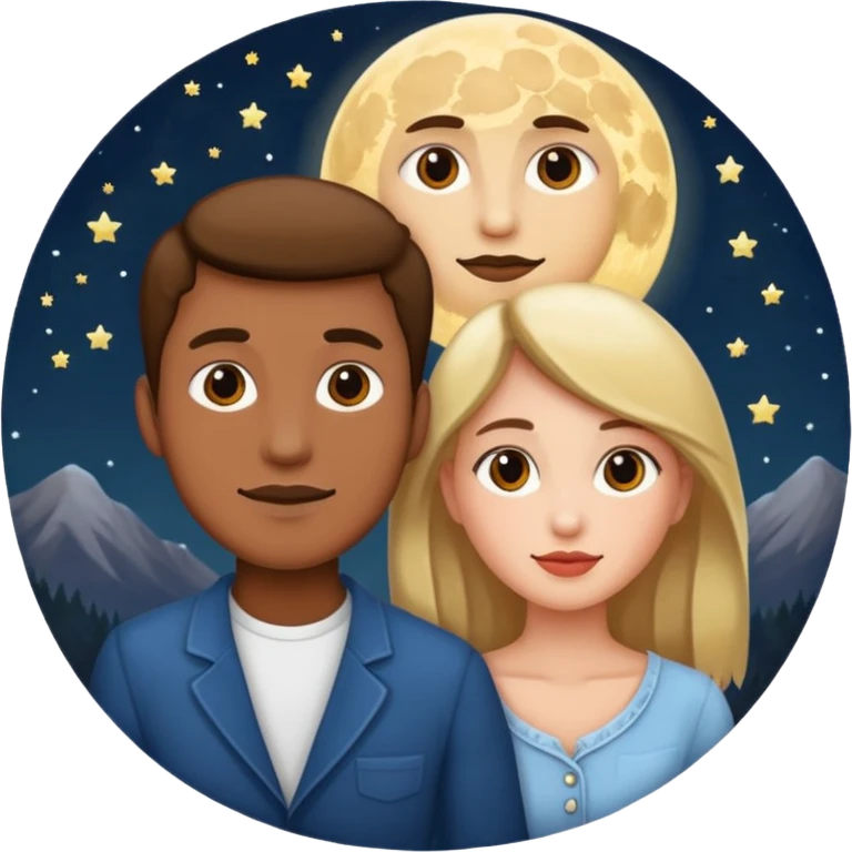 couple talking with moon in the background emoji