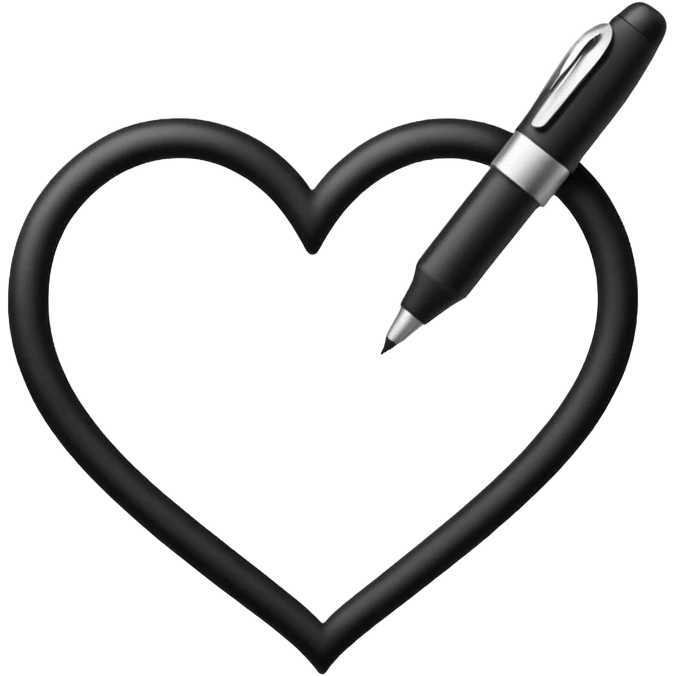 black ink pen stroke with heart shape emoji