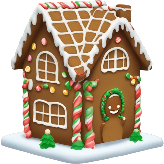 black couple making gingerbread house emoji