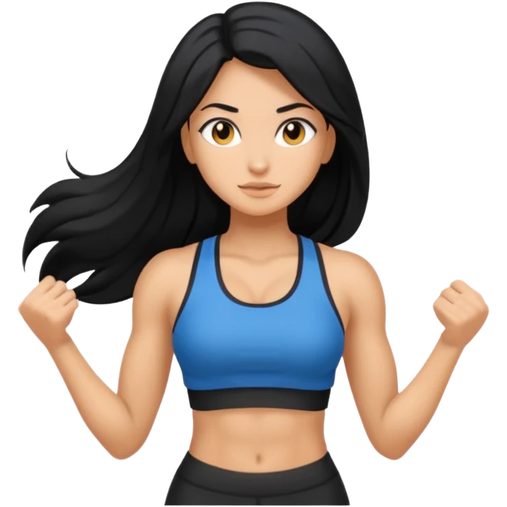 Long black hair girl with gym aesthetic  emoji