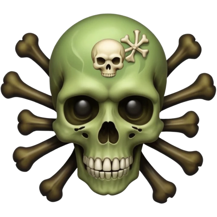 a poisonous cloud of gas, dark swamp color, with an image of a skull and two crossed bones behind the skull emoji