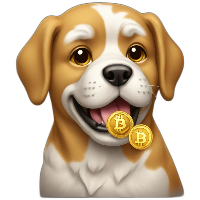 Dog holding bitcoin  emoji