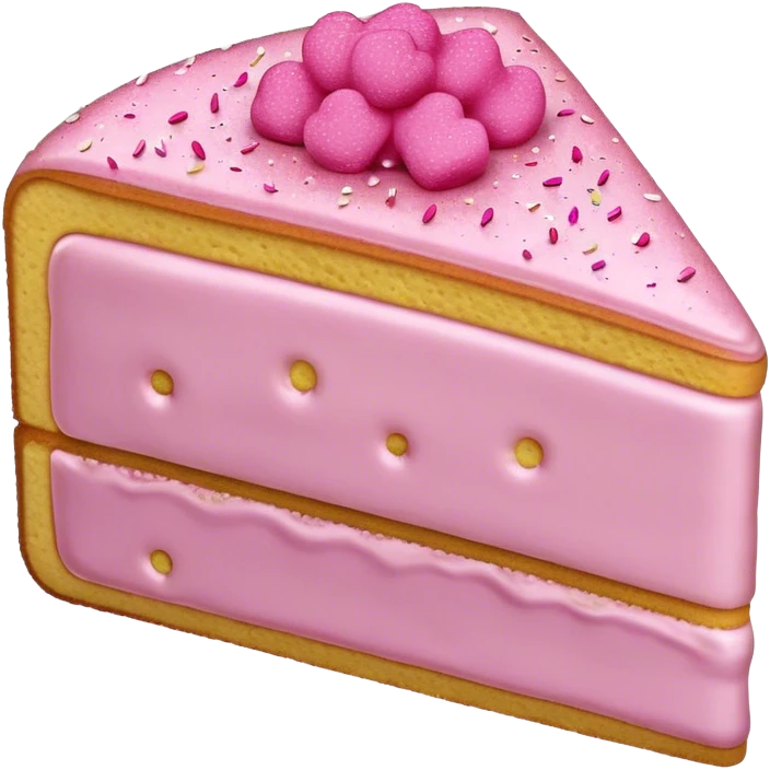 slice of sponge cake, with pink emoji