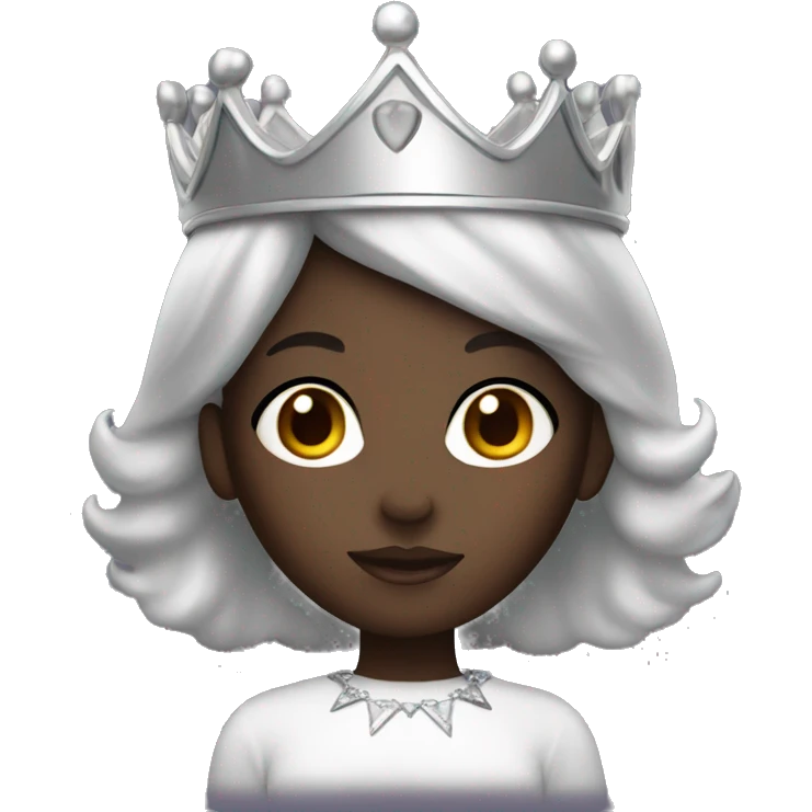 dark skin girl with silver crown emoji