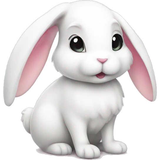 White rabbit with pink love thats cute emoji