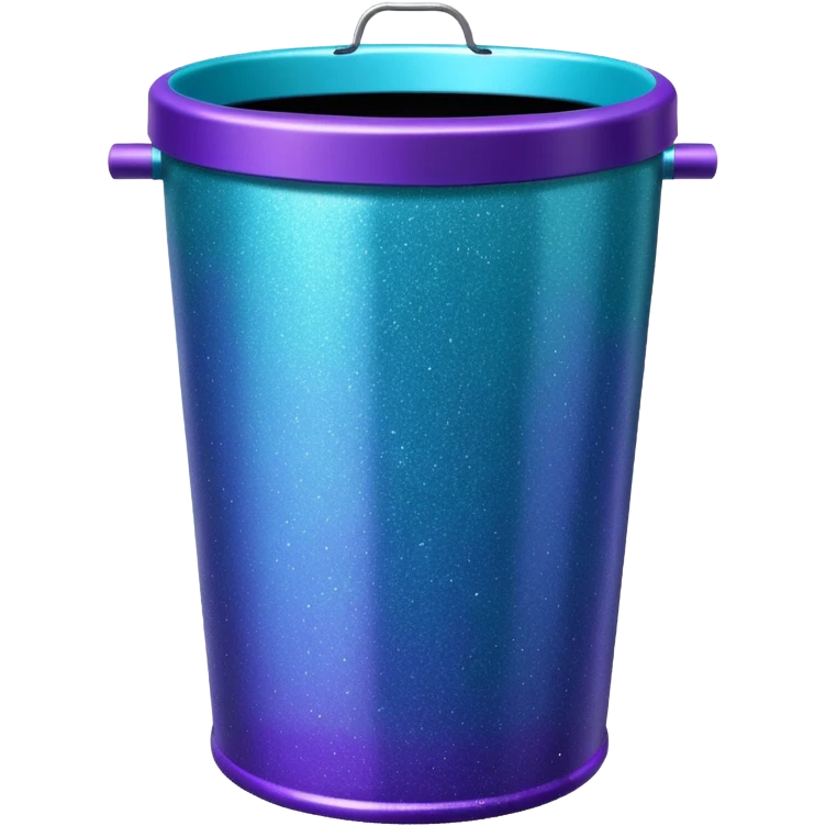 Glitter Purple and Cian  metal rubbish bin emoji