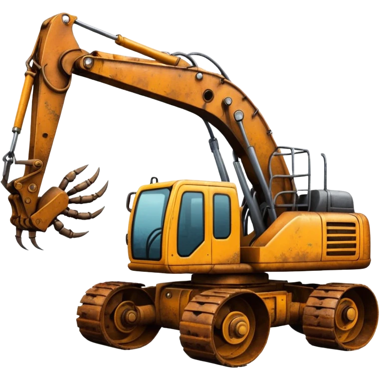 A excavator with four arm and spider legs emoji