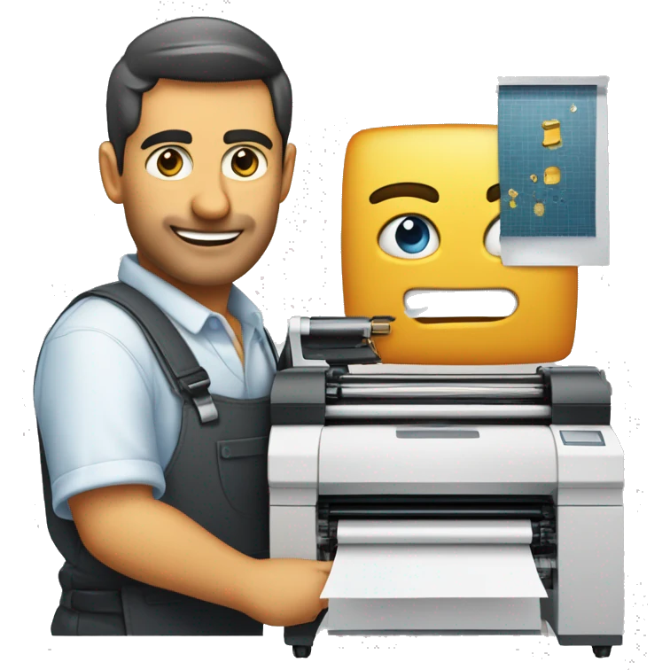 Plotter de impresión con ojos manos y pies emoji