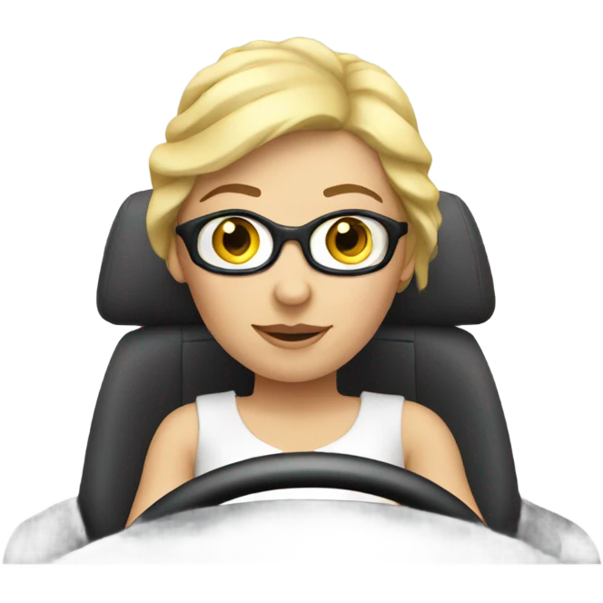 White women driving a car emoji