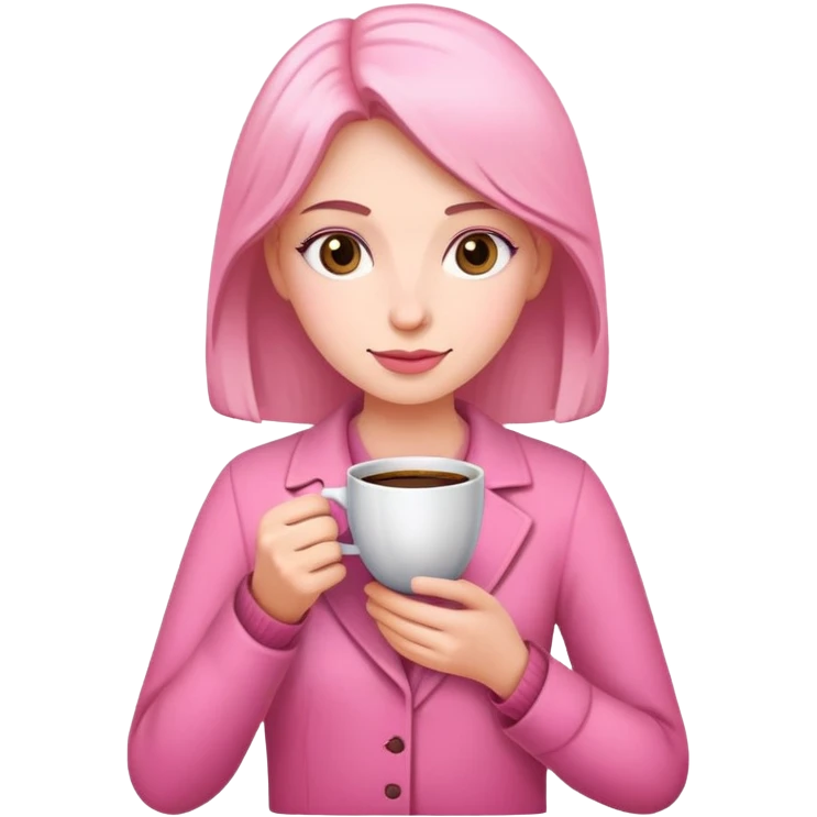 Lady with pink on with coffe emoji