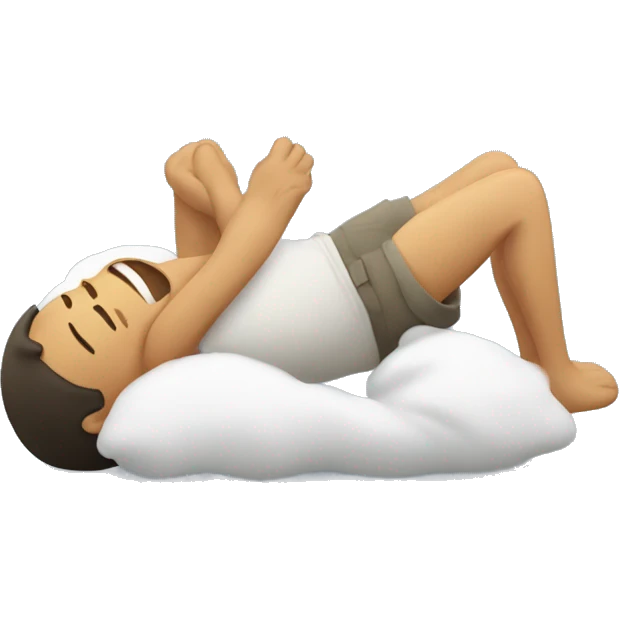 Man laying on his back and crying happily  emoji