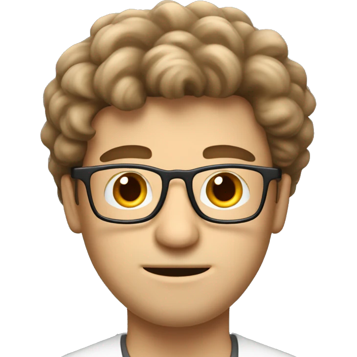 a white guy that study computer science and use glasses and have a lot of hair, him hair is withe brown and he uses a brown hat from chile emoji
