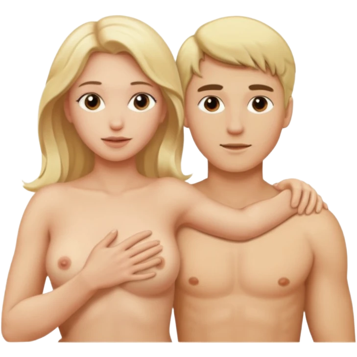 Naked blonde woman having sex with blonde man emoji