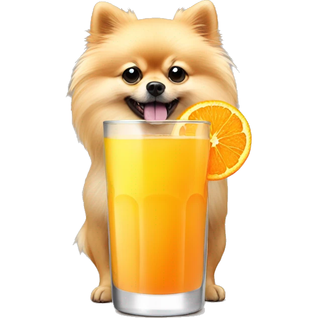 pomeranian drinking orange juice emoji