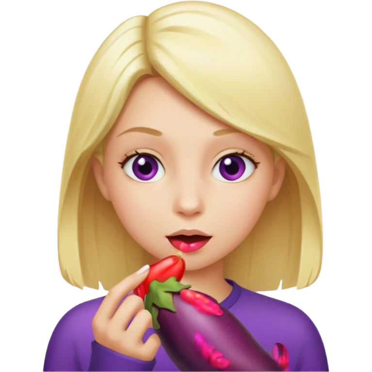 blond girl sucking eggplant  emoji