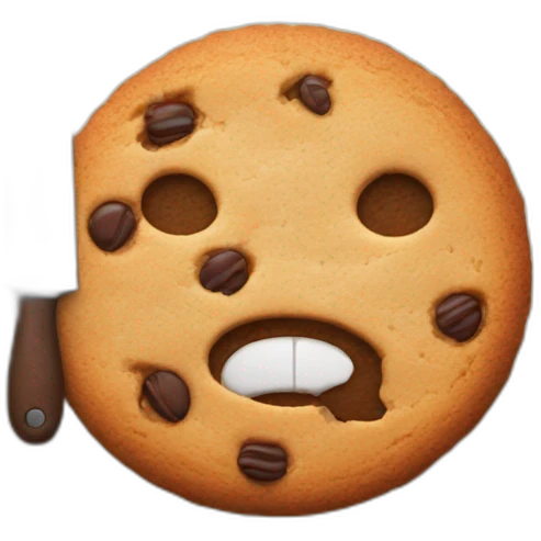 A cookie with a knife in his hand emoji