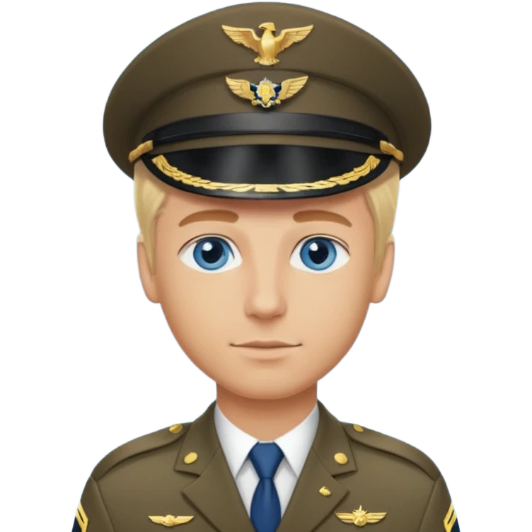 Handsome military pilot man with blonde hair and blue eyes emoji