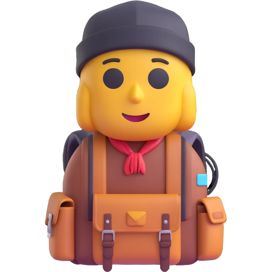 Scav character from Tarkov wearing a beanie and backpack, 3D emoji style emoji