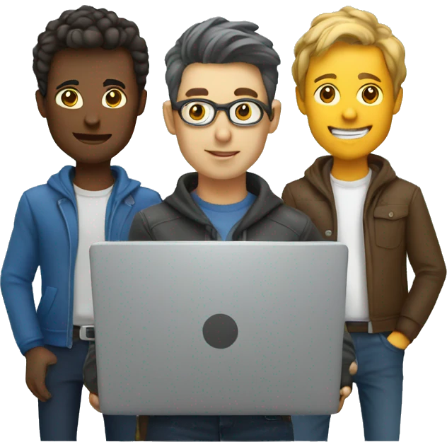 group of developers with a laptop emoji