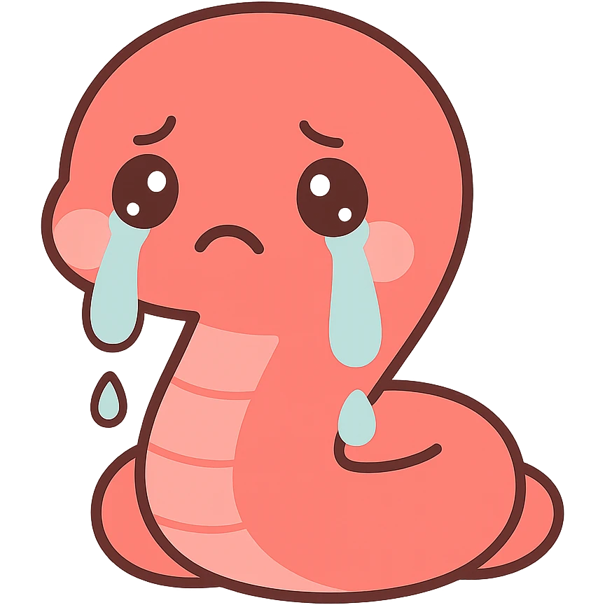 red snake crying, tears, sad, cute emoji