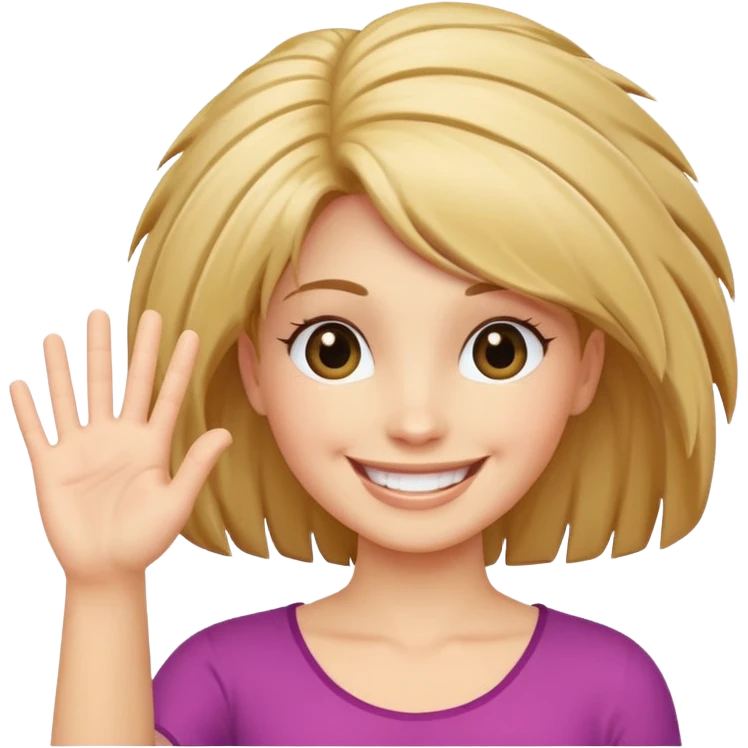A palm with women's hair and face saying Hi, Matt! emoji