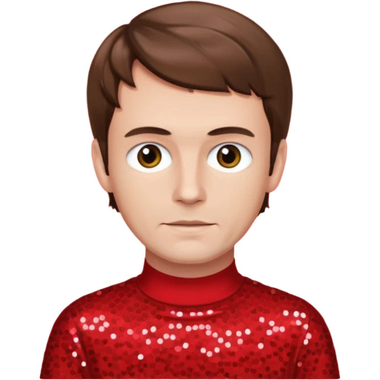 Murray Cook from The Wiggles with brown hair, red sequin skivvy shirt, fair skin emoji