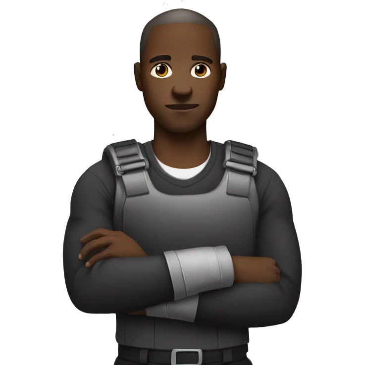 A black man protecting his back with two hands emoji