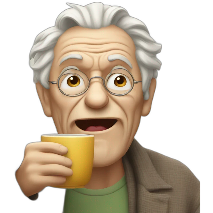 Mad crazy old man drinking tea emoji