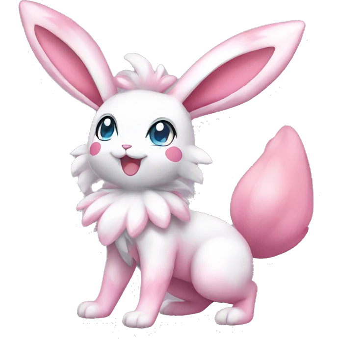 Kawaii Shiny Sylveon-Bunny-Pokémon full body emoji