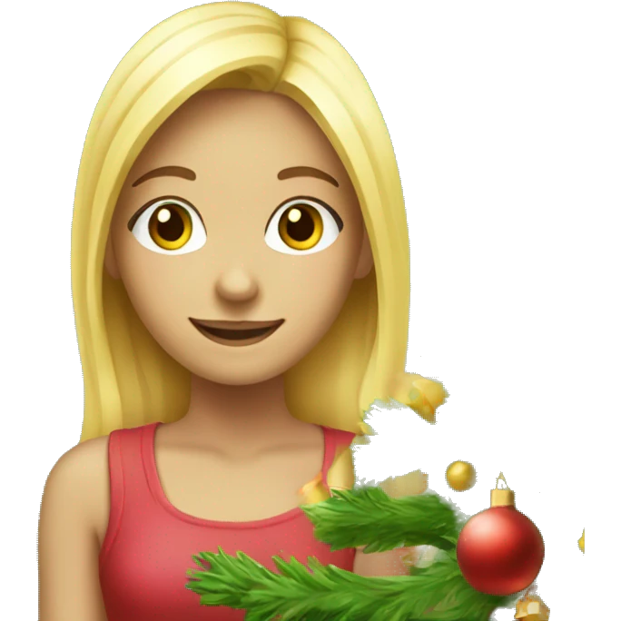 Blond Girl is decorating a Christmas tree emoji